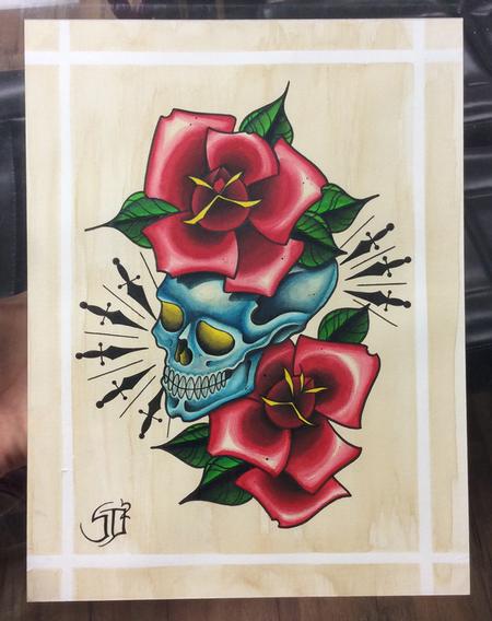 Skyler Del Drago - Skull with roses